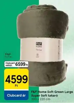 Tesco F&F Home Soft Green Large Super Soft takaró ajánlat