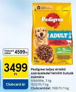 Tesco Pedigree teljes értékű szárazeledel felnőtt kutyák számára ajánlat