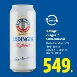 Lidl Erdinger Világos / barna búzasör ajánlat