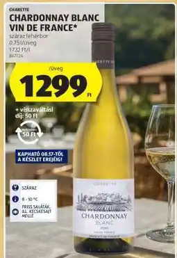 ALDI CHARDONNAY BLANC VIN DE FRANCE ajánlat