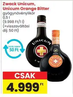 Spar Zwack Unicum, Unicum Orange Bitter ajánlat