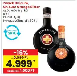 Spar Zwack Unicum, Unicum Orange Bitter ajánlat