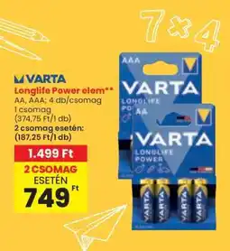 Spar VARTA Longlife Power elem ajánlat