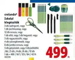 Lidl crelando Iskolai kiegészítők ajánlat