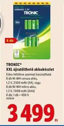 Lidl TRONIC XXL újratölthető akkukészlet ajánlat