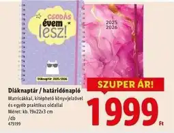 Lidl Diáknaptár / határidőnapló ajánlat