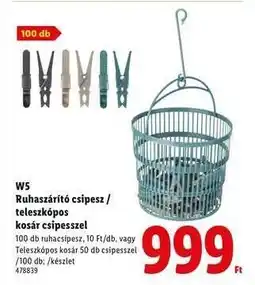 Lidl W5 Ruhaszárító csipesz / teleszkópos kosár csipesszel ajánlat