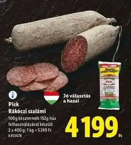 Lidl PICK Rákóczi szalámi ajánlat