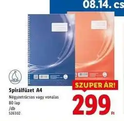 Lidl Spirálfüzet A4 ajánlat