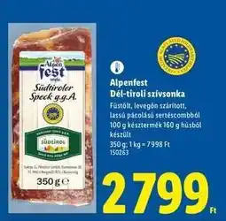 Lidl ALPENFEST Dél-tiroli szívsonka ajánlat