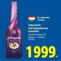 Lidl Tokaj Spirit Szilvásgombócízű krémlikőr ajánlat