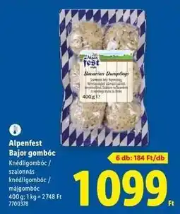 Lidl Alpenfest Bajor gombóc ajánlat