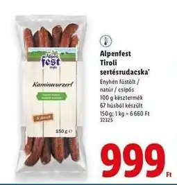 Lidl Alpenfest Tiroli sertésrudacska ajánlat