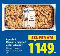 Lidl ALPENFEST Morzsával megszórt omlós sütemény ajánlat