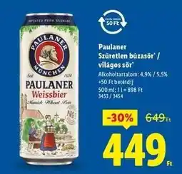 Lidl Paulaner Szűretlen búzasör / világos sör ajánlat