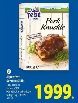 Lidl Alpenfest Sertéscsülök ajánlat