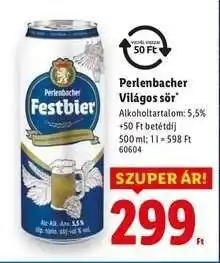 Lidl Perlenbacher Világos sör ajánlat