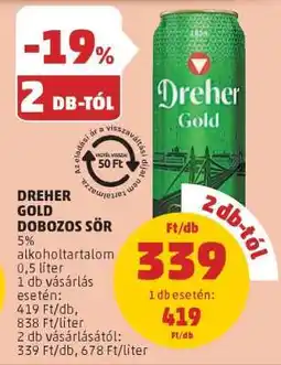PENNY Dreher Gold Dobozos Sör ajánlat