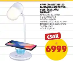 PENNY Grundig asztali LED lámpa hangszóróval, vezeték nélküli töltővel ajánlat