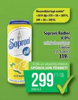 Coop Soproni Radler 0,0% ajánlat