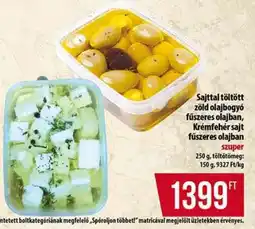 Coop Sajttal töltött zöld olajbogyó fűszeres olajban, Krémfehér sajt fűszeres olajban ajánlat