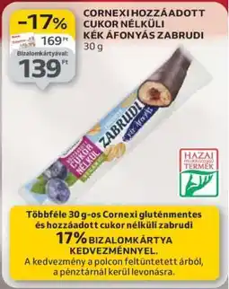 Auchan CORNEXI HOZZÁADOTT CUKOR NÉLKÜLI KÉK ÁFONYÁS ZABRUDI ajánlat
