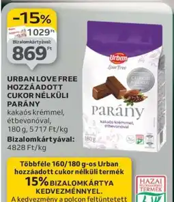 Auchan URBAN LOVE FREE HOZZÁADOTT CUKOR NÉLKÜLI PARÁNY ajánlat