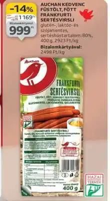 Auchan Auchan Kedvenc Füstölt-Főtt Frankfurti Sertésvirsli ajánlat