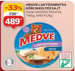 Auchan Medve Laktózmentes Körcikkelyes Sajt ajánlat
