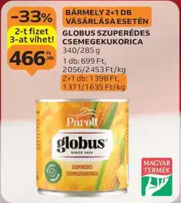 Auchan GLOBUS SZUPERÉDES CSEMEGEKUKORICA ajánlat