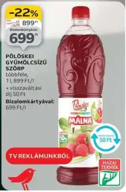 Auchan Pölöskei Gyümölcsízű Szörp ajánlat