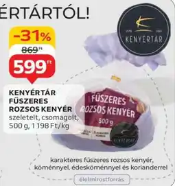 Auchan KENYÉRTÁR FŰSZERES ROZSOS KENYÉR ajánlat