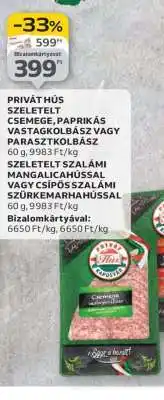 Auchan Privát Hús Szeletelt Csemege, Paprikás Vastagkolbász vagy Parasztkolbász ajánlat