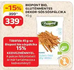 Auchan Biopont Bio Gluténmentes Dekor-Sós Sóspálcika ajánlat