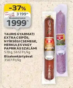Auchan Tauris Gyarmati Extra Csípős, Nyírségi Csemege, Herkules vagy Paprikás Szalámi ajánlat
