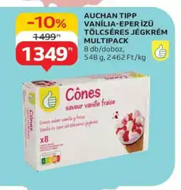 Auchan AUCHAN TIPP VANÍLIA-EPER ÍZŰ TÖLCSÉRES JÉGKRÉM MULTIPACK ajánlat