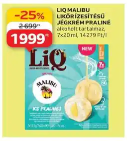Auchan LIQ MALIBU LIKŐR ÍZESÍTÉSŰ JÉGKRÉM PRALINÉ ajánlat