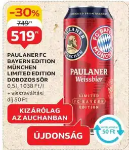 Auchan PAULANER FC BAYERN EDITION MÜNCHEN LIMITED EDITION DOBOZOS SÖR ajánlat