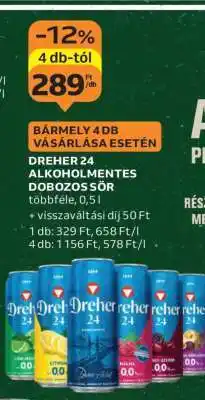 Auchan Dreher 24 Alkoholmentes Dobozos Sör ajánlat