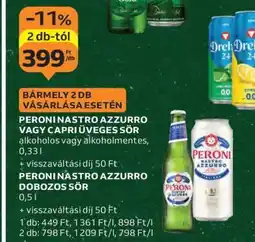 Auchan Peroni Nastro Azzurro vagy Capri üveges sör ajánlat