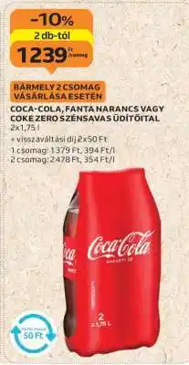 Auchan Coca-Cola, Fanta Narancs vagy Coke Zero Szénsavas Üdítőital ajánlat
