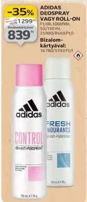 Auchan ADIDAS DEOSPRAY VAGY ROLL-ON ajánlat