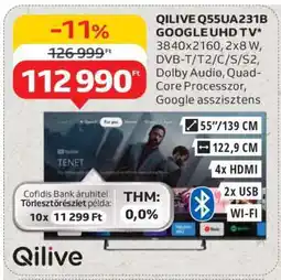 Auchan QILIVE Q55UA231B GOOGLE UHD TV ajánlat