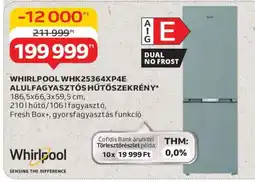 Auchan WHIRLPOOL WHK25364XP4E ALULFAGYASZTÓS HŰTŐSZEKRÉNY ajánlat