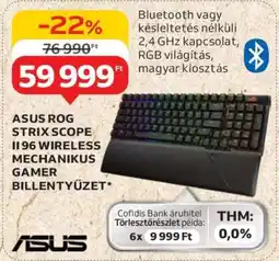 Auchan ASUS ROG Strix Scope II 96 Wireless Mechanikus Gamer Billentyűzet ajánlat