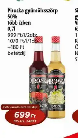 Real Piroska gyümölcsszörp ajánlat