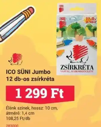 Office Depot ICO SÜNI Jumbo 12 db-os zsírkréta ajánlat