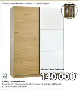 JYSK RABERG ruhásszekrény ajánlat