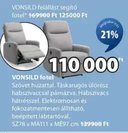 JYSK VONSILD felállást segítő fotel ajánlat