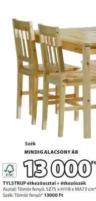JYSK TYLSTRUP étkezőasztal + étkezőszék ajánlat